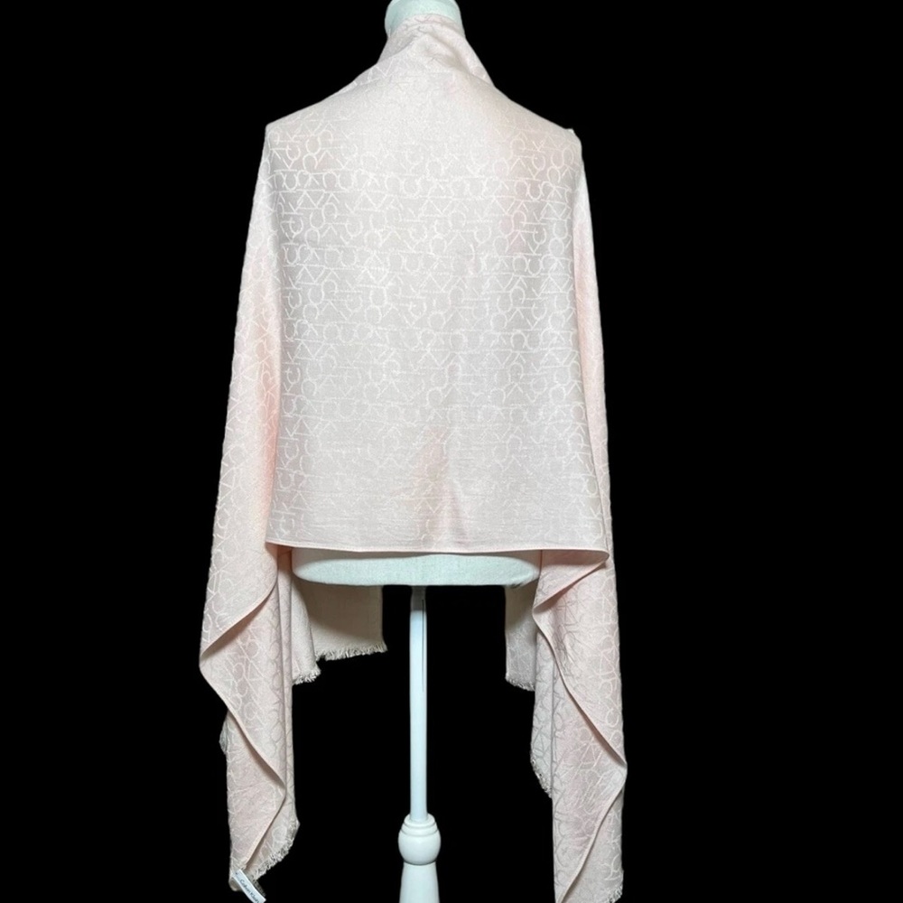 Light powder pink Calvin Klein Cream Monogram Scarf - Picture 6 of 9